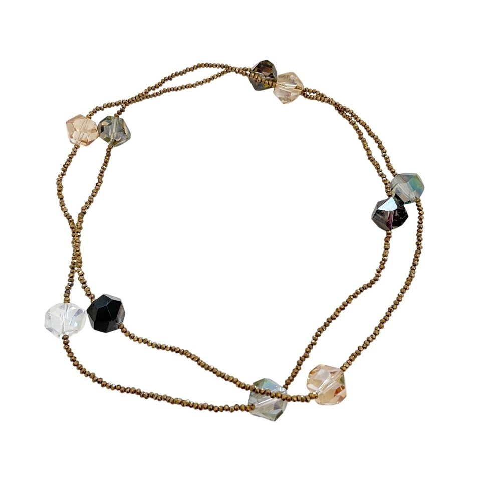 Stylish Beaded Necklace with Faux Crystal Accents Costume Jewelry
